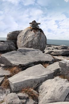 boulders in rocky landscape of the burren in county clare ireland