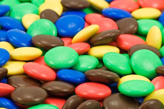 colorful background of candy coated chocolate sweets