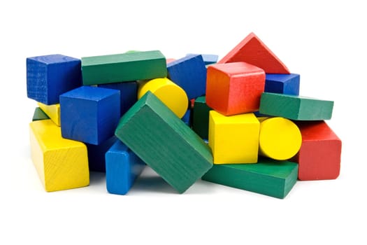 colorful wooden bricks isolated on white background