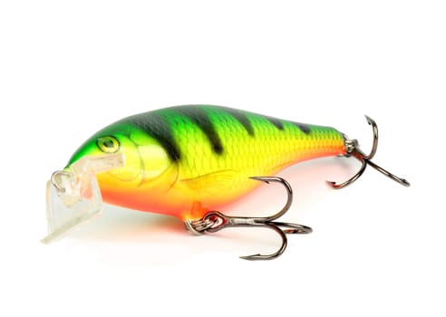 green artificial fish hooks for fishing on the surface of predators