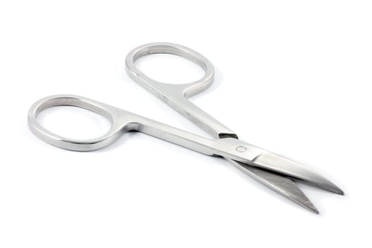Manicure Scissors Curved Tip Open On A White Background