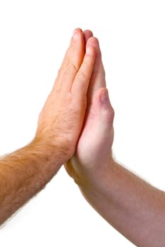 Men hands isolated on white background