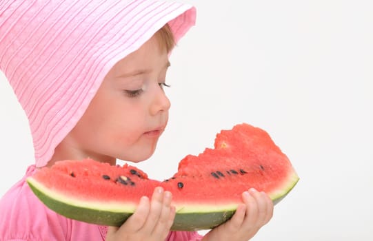 girl eating watermelon