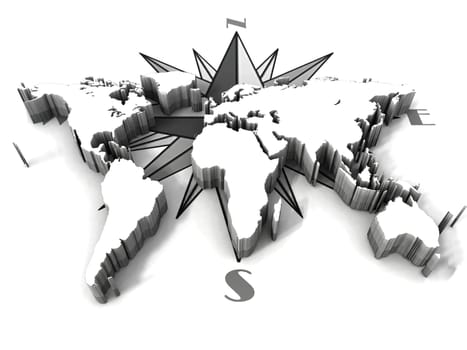 earth map and compass