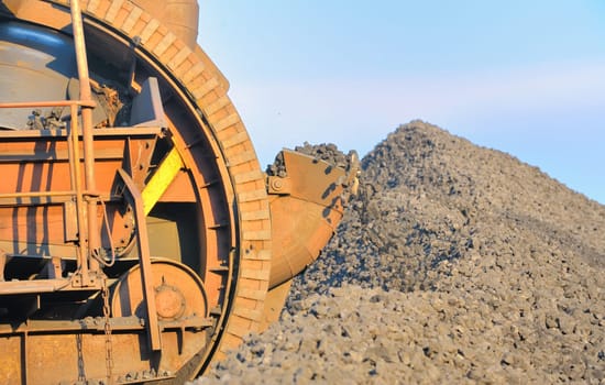 bucket wheel excavator for digging the brown coal
