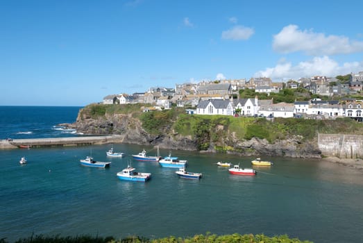 view of the small harbor of Port Isaac in Cornwall
