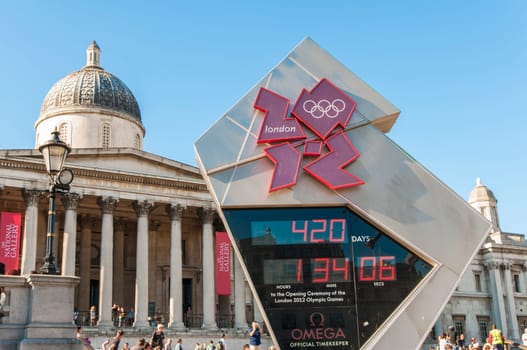 LONDON - June 03: Official countdown clock for the Olympic and Paralympic Games 2012, which will run from July 27th to September 9th. June 03, 2011 in London, England.
