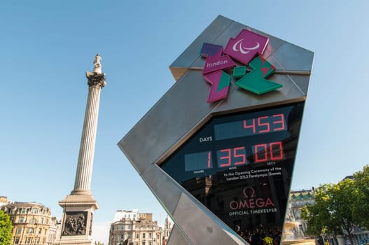 LONDON - June 03: Official countdown clock for the Olympic and Paralympic Games 2012, which will run from July 27th to September 9th. June 03, 2011 in London, England.