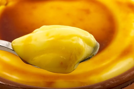 Catalan cream delicious dessert with sugar toast, typical in Catalonia Spain