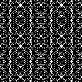 Background of seamless floral anf hearts pattern
