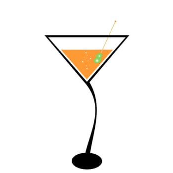 Cocktail and olive isolated on white background
