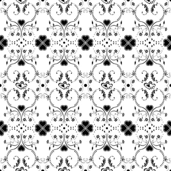 Seamless pattern of hearts and floral