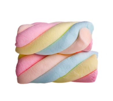 colorful marshmallows on a white background