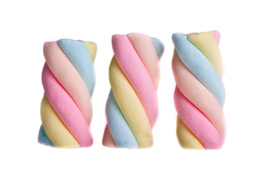 colorful marshmallows on a white background