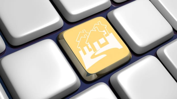 Keyboard (detail) with houses key - 3d made
