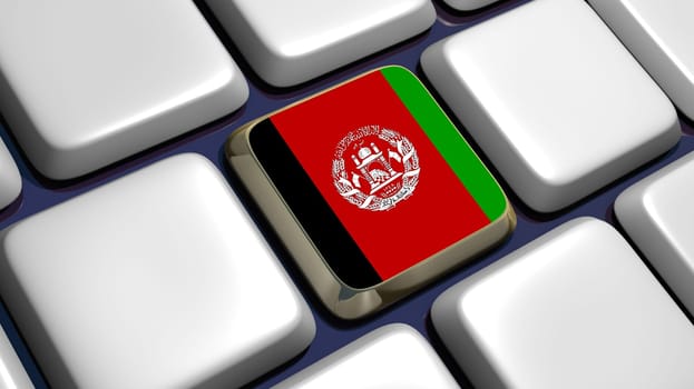 Keyboard (detail) with Afghanistan flag key - 3d made