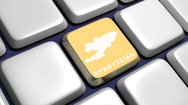 Keyboard (detail) with Kyrgyzstan map key - 3d made