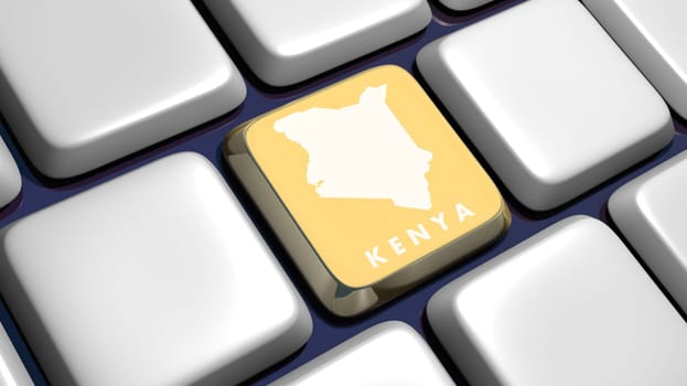 Keyboard (detail) with Kenya map key - 3d made