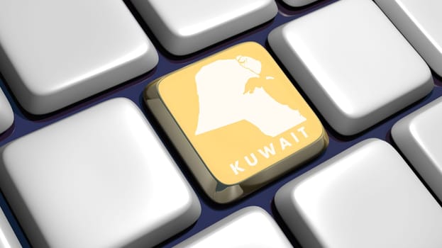 Keyboard (detail) with Kuwait map key - 3d made