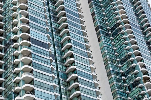 Close up view of a modern apartment building.