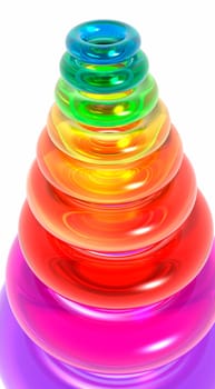 3d background illustration with glass color rings