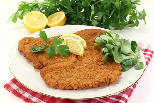 Viennese style schnitzel with lemon and parsley