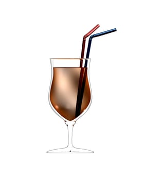 3D made - illustration of cocktail glass with straws
