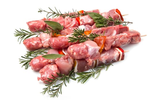 Meat and pepper skewers