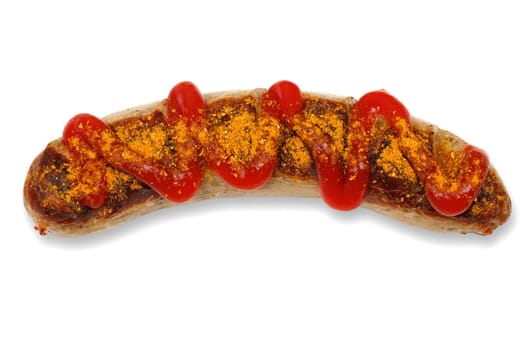 Bratwurst with ketchup and curry powder