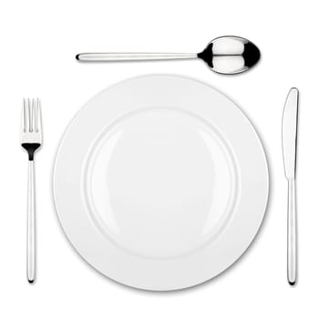 Table set with plate,fork,spoon and knife.
