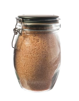 a jar of sugar cane on white background