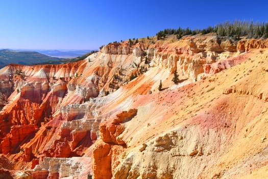 Steep cliffs of Cedar Breaks National Monument in Utah.