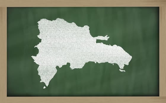 drawing of dominican republic on blackboard, drawn by chalk