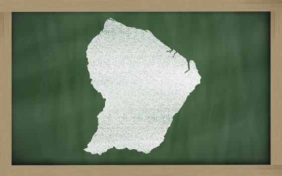 drawing of french guyana on blackboard, drawn by chalk