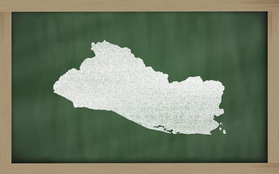 drawing of el salvador on blackboard, drawn by chalk