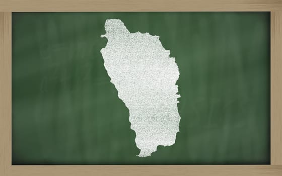 drawing of dominican republic on blackboard, drawn by chalk