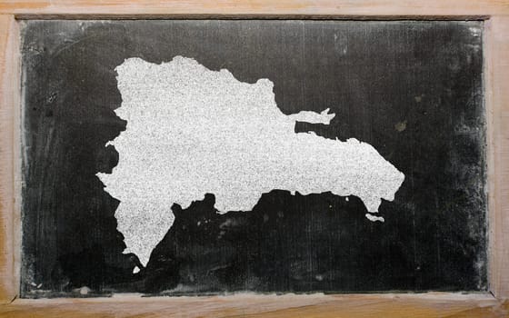 drawing of dominican republic on blackboard, drawn by chalk