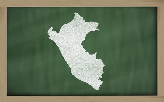 drawing of peru on blackboard, drawn by chalk