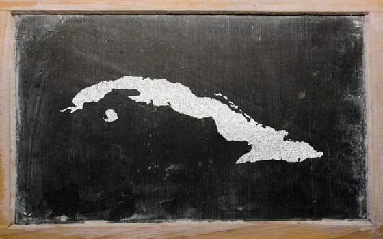 drawing of cuba on blackboard, drawn by chalk