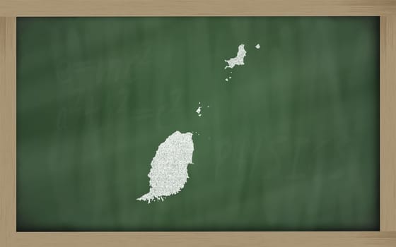 drawing of grenada on blackboard, drawn by chalk