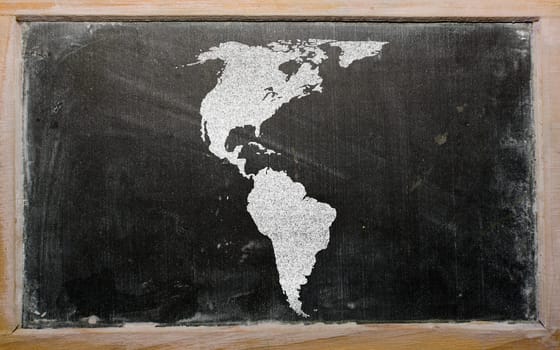 drawing of america on blackboard, drawn by chalk
