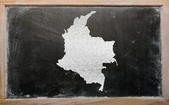drawing of colombia on blackboard, drawn by chalk