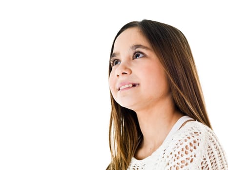 Portrait of a young girl isolated on white background
