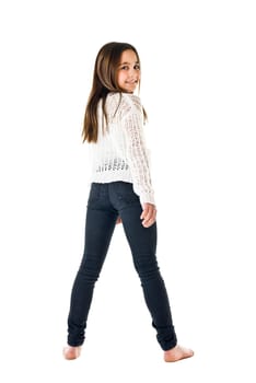 Portrait of a young girl isolated on white background
