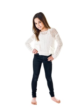 Portrait of a young girl isolated on white background