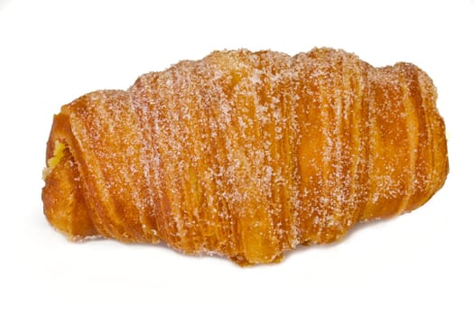 Cake dough layer with sugar. Cream paste bun, tournemi typical Catalan