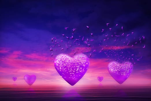 heart,hearts,love,love,purple,sea,ocean,lovers