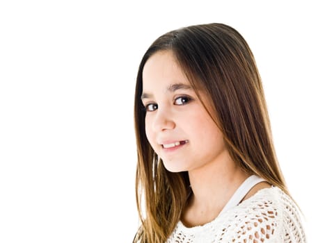 Portrait of a young girl isolated on white background
