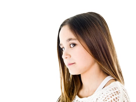 Portrait of a young girl isolated on white background