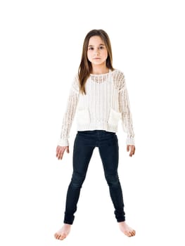 Portrait of a young girl isolated on white background
